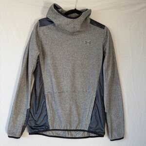 Under Armour Womens ColdGear Infrared Hooded Sweatshirt S Grey Logo Athleisure